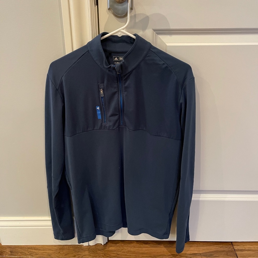 adidas Men's Climalite Blue Quarter Zip Pullover, Size Small